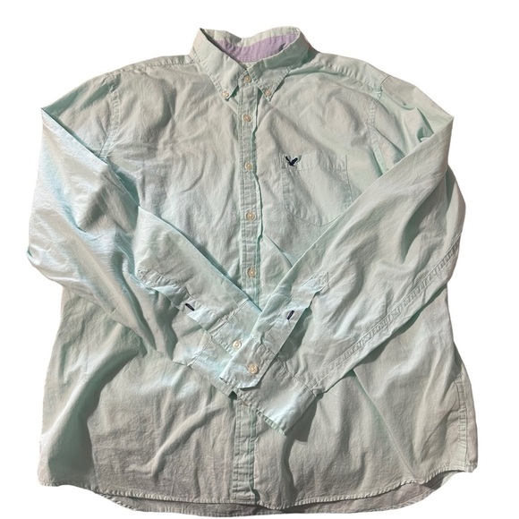 American Eagle men's size XL light green button down long sleeve shirt - Picture 1 of 4